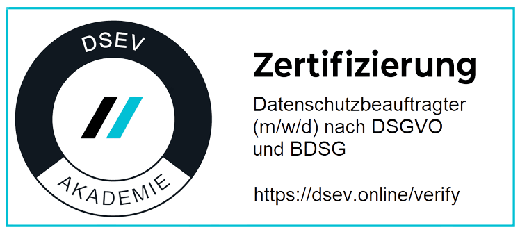 Zertifizierung zum Datenschutzbeauftragten der DSEV nach DSGVO und BDSG
